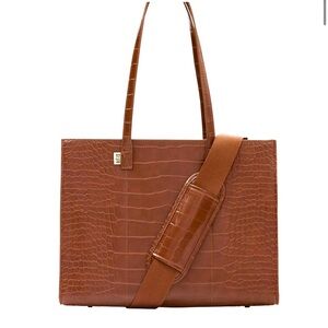 Beis - The Work Tote in Maple Croc with laptop case